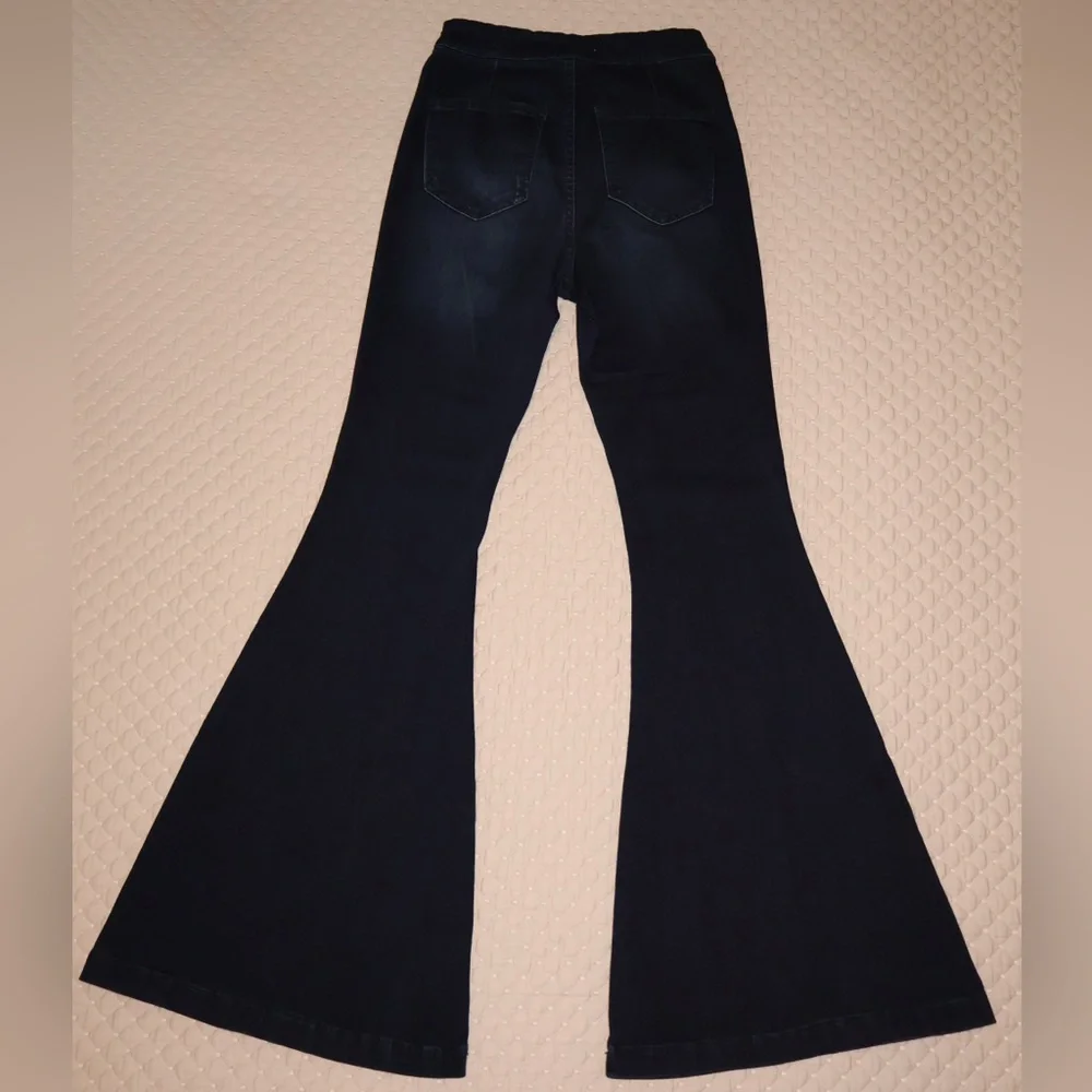 KanCan High-Rise Women's Dark Blue Flare Jeans - Picture 4 of 6